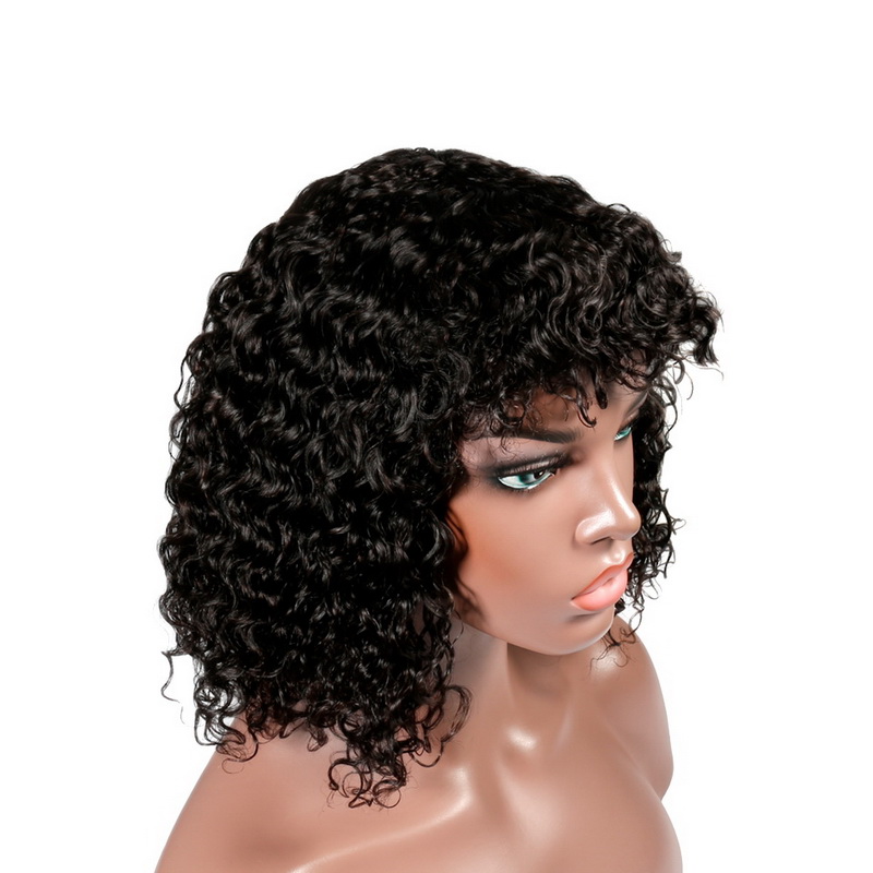 Deep Wave Wig With Bangs Machine-made Wig For Black Women - 图片 8